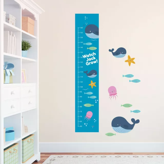 Personalised Cute Ocean Sea Animals  Height Growth Chart 8 Vinyl Wall Stickers