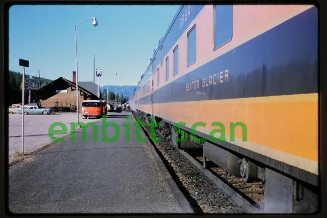 Original Slide, GN Great Northern Passenger Train Belton MT Station Depot, 1962