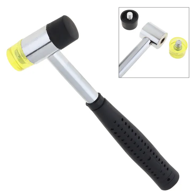 25mm Rubber Mallet Soft Face Hammer Double Side Grip Handle Shaft DIY No Harm AU