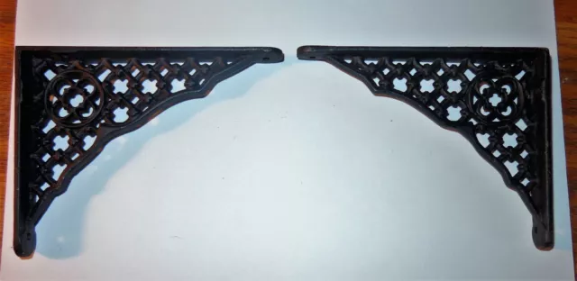 Set Of 2 Small Ornate Cast Iron Metal Decorative Shelf Brackets 4-3/4"