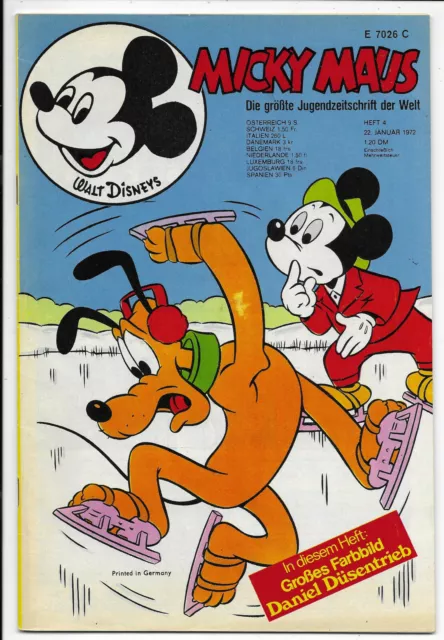 Micky Maus Nr.4 vom 22.1.1972 mit Poster, Sammelbild, MMK-Gutscheinecke - TOP Z1