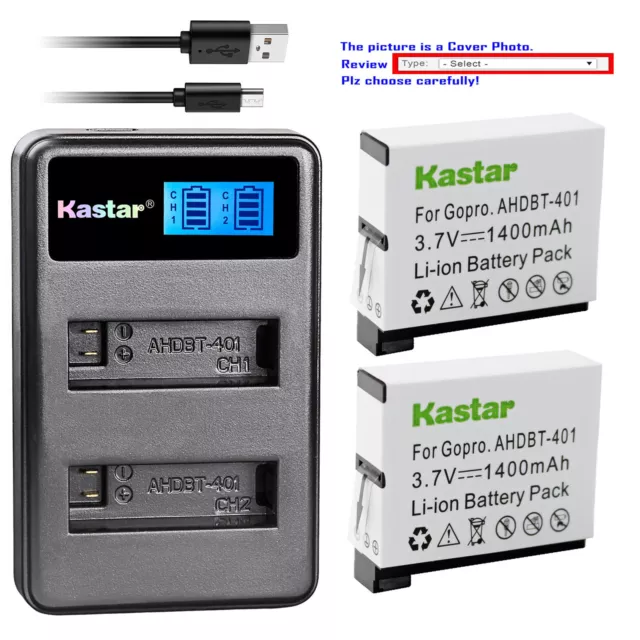 Kastar Battery Charger for GoPro HERO4, GoPro AHDBT-401, AHBBP-401 Sport Cameras