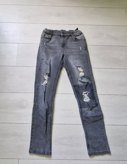 PANTALON JEAN TROU gris enfant fille Taille 12 ans Marque