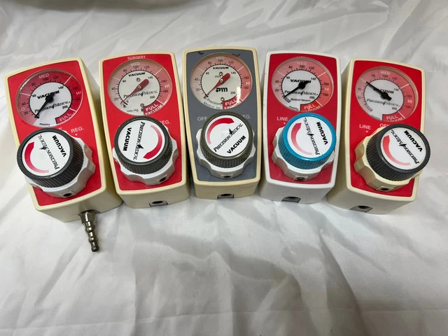 Lot of 5 Precision Medical Suction Regulators  (4) PM3100 (1) PM3000