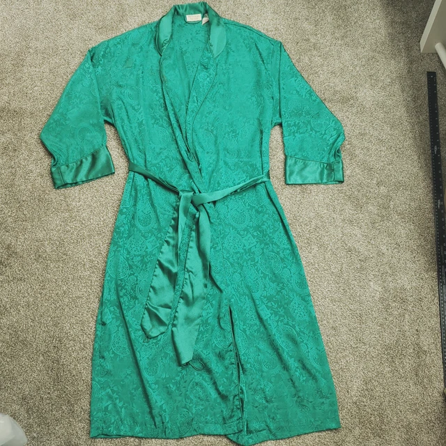 Victoria Secret Robe Women Medium/Large Green Belted Kimono Nightwear Vintage