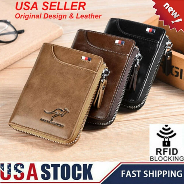 Mens Womens Wallet Credit Card Holder Leather RFID Blocking Zipper Pocket Purse