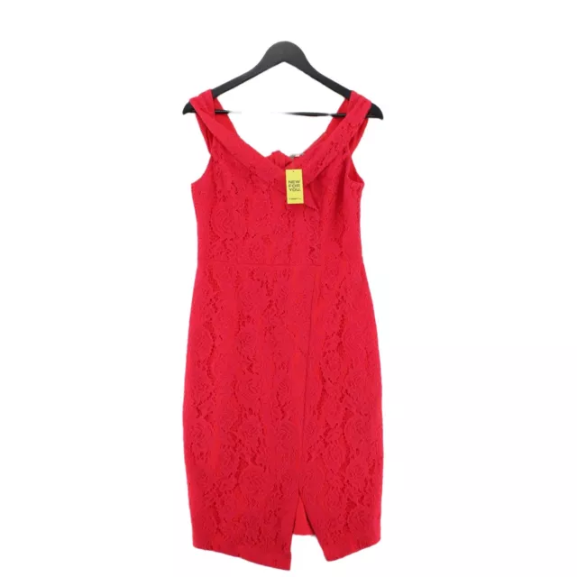 Oasis Women's Midi Dress UK 12 Red Polyamide