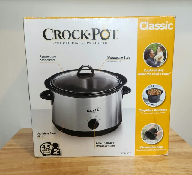 CROCKPOT CLASSIC 4.5Q Slow Cooker 5+ People Dishwasher Safe SCR450S