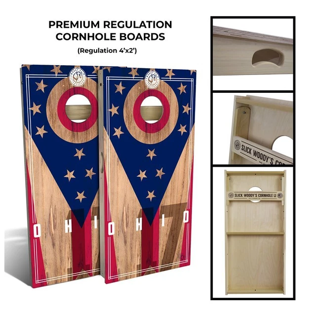 Slick Woody's 48" Regulation Ohio State Flag Cornhole Board Set in Multi-Color