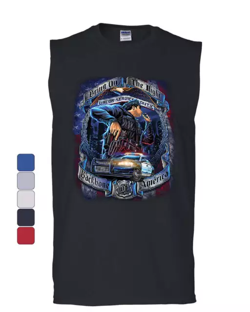 Police Backbone of America Muscle Shirt Valor Service Duty Cop Patrol Sleeveless