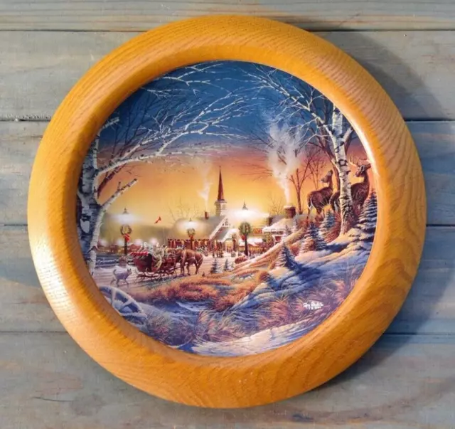 NIGHT ON THE TOWN Plate Terry Redlin Annual Christmas Collection w wood ...