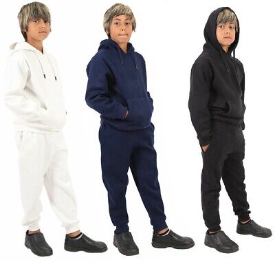 Boys Tracksuit New Kids Plain Hooded Jogging Bottoms And Hoodie Ages 7-14 Years