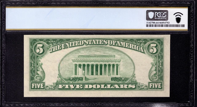1953 A $5 Silver Certificate Note Fr.1656 Fa Block Pcgs B Choice Unc Cu 64 Ppq 2