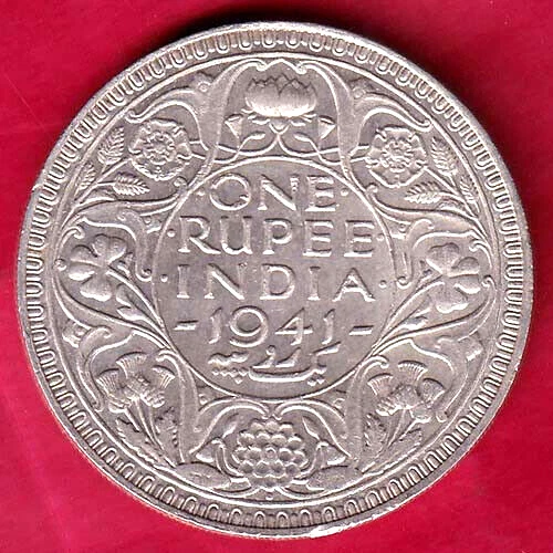 British India 1941 Bombay Mint George Vi One Rupee Beautiful Silver Coin #V40