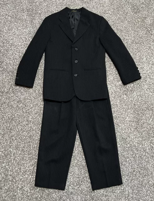 RETRO Size 10 Black Pinstripe Suit Jacket Pants Outfit Holiday 2 Piece Set Boys