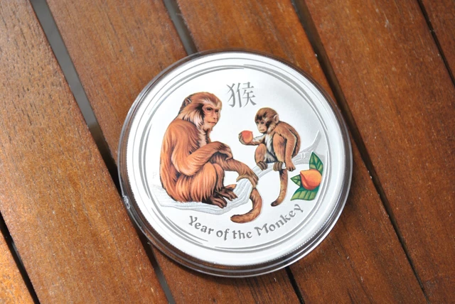 2016 Australia silver lunar year of the Monkey 1 oz colorized