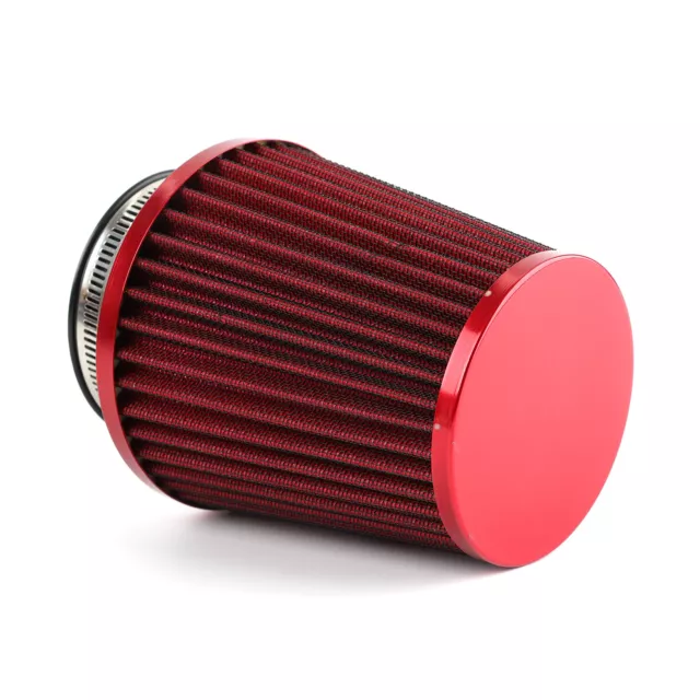 76mm 3" Universal Red High Flow Cold Air Intake Cone Replacement Dry Filter Cars