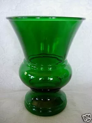 Collectible Vintage Dark Green Pressed Glass Vase - Classic Shape