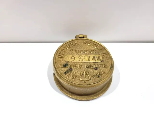 Vintage Trident Neptune Water Meter Co New York Brass Trinket Box