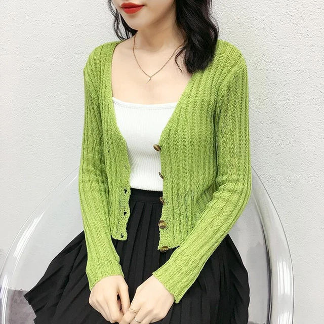 Donna Ghiaccio Seta Maglia Cardigan Sottile Corto Maglione Slim Bolero Spalle