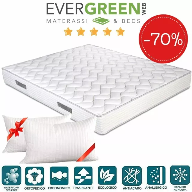 EVERGREENWEB ✅ Materasso Mat. 165x190 Ortopedico, Massaggiante + 2 Cuscini 🎁