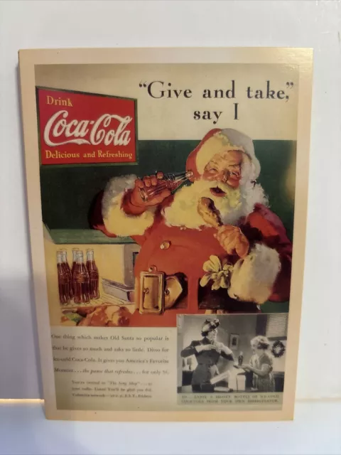 Coca-Cola Coke Christmas 5.5” Postcard Print Ad Advertising Paper VINTAGE STYLE