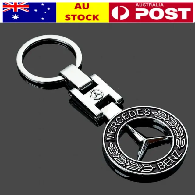 Polished Mercedes Benz Classic Logo Stainless Keyring Keychain Key Metal