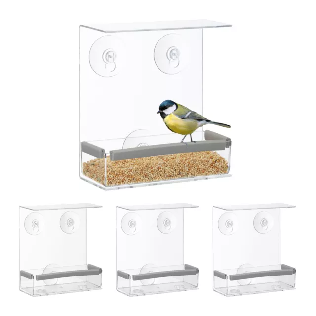 Mangeoire à oiseaux lot 4 Petite maison distributeur de nourriture transparent