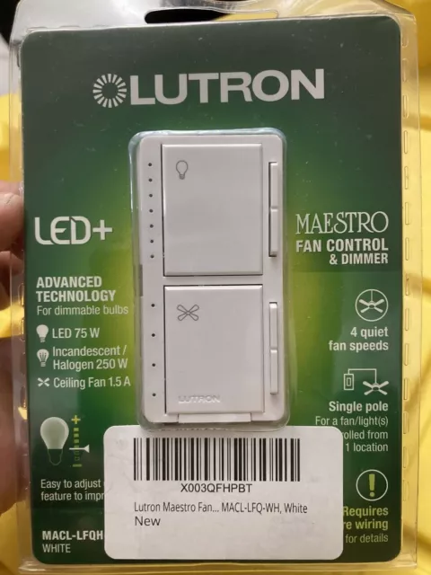 Lutron Maestro Fan Control and LED+ Dimmer for Dimmable LEDs