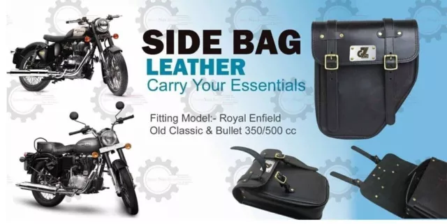 "Sac latéral en cuir avec verrouillage poussoir adapté à Royal Enfield...