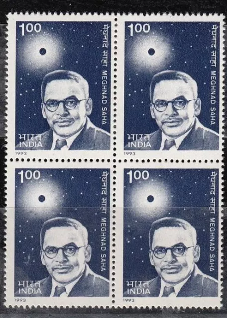 Indien 1993 Meghnad Saha Physiker Astronomie Weltraum Sonnenfinsternis Blk/4