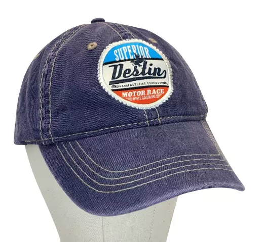 Destin Motor Race Cap ROBIN RUTH One Size Adjustable Blue Denim Superior Hat