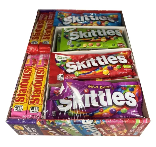 Skittles & Starburst Full Size Candy Variety Mix 30 Count Box Sour Tropical NEW