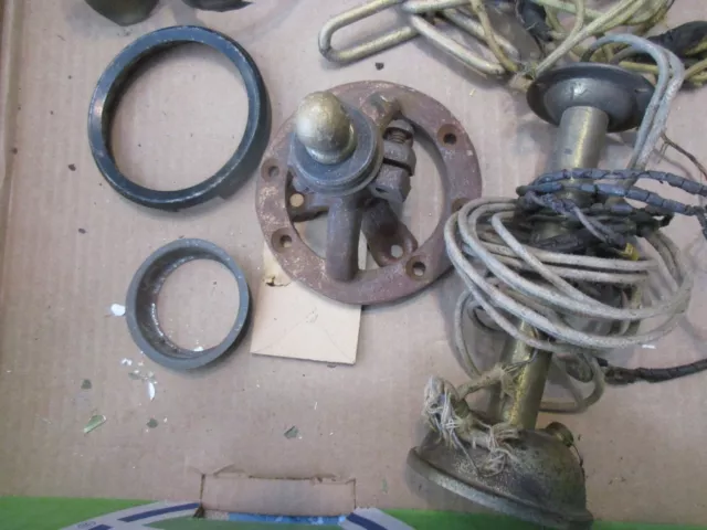 Lot Ceiling Fixture Parts Old Wire Chain 2 Metal Parts Iron ~(just  looking for)