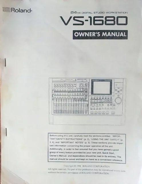 Roland VS-1680 24 Bit Digital Studio Workstation Original Owner's Manual Book.