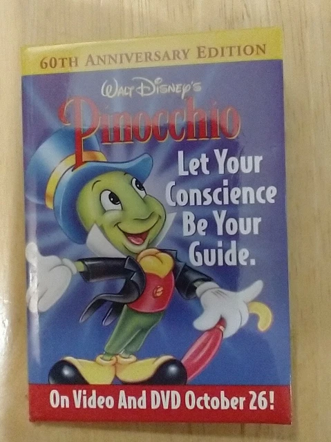 Walt Disney Pinocchio (Jiminy Cricket) DVD Promo Movie Button