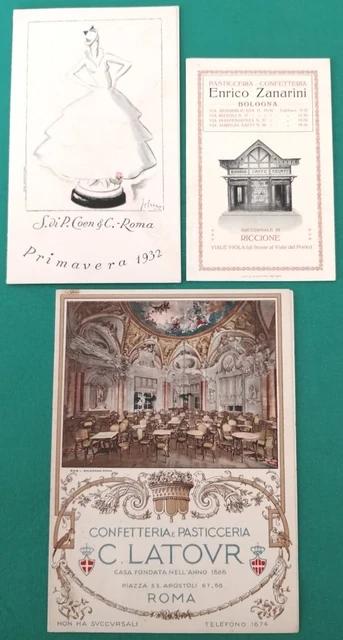 Lotto di n. 3 Menù / Invito d'Epoca (Locali Storici)