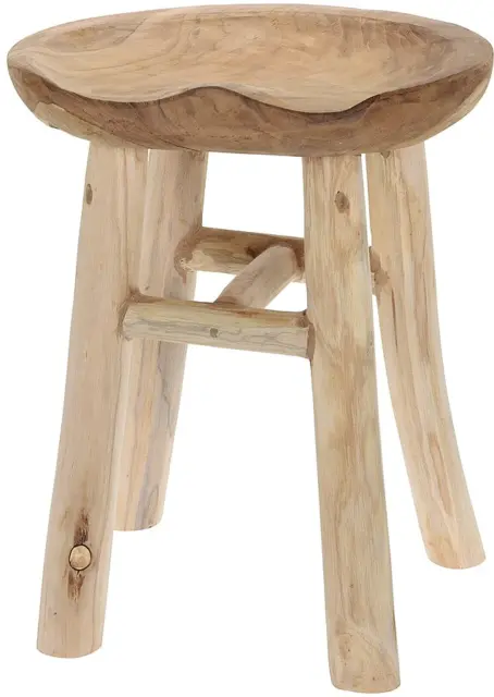Small Wooden Stool Round Teak Wood Decorative Vintage Sitting Chair Seat