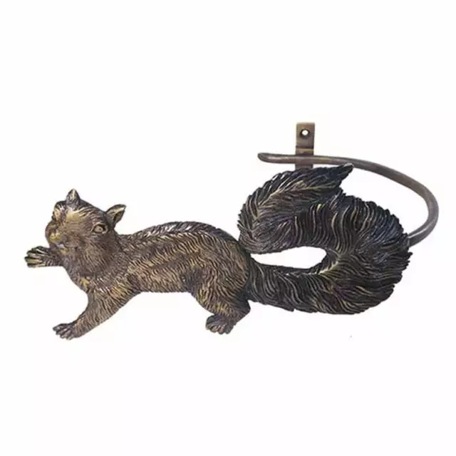 1 Pair Left and Right Antique Solid Brass Curtain Tie Back Hooks Squirrel Style