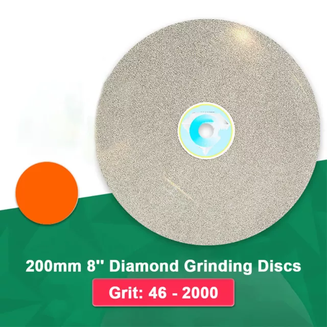 200mm 8" Diamond Coated Grinding Flat Lap Wheel Disc 46-2000Grit for Stone Glass