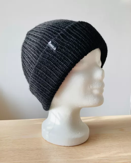 Beanie Winter Mütze Ski Strickmütze Unisex von Hand gestrickt schwarz Gr. M-XL