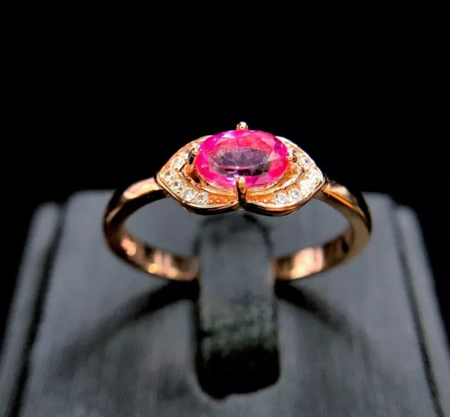 Superbe bague en argent plaqué or rose et Topaze