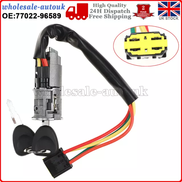 For Renault Megane Scenic Clio Ignition Lock Barrel Cylinder Keys Starter Switch