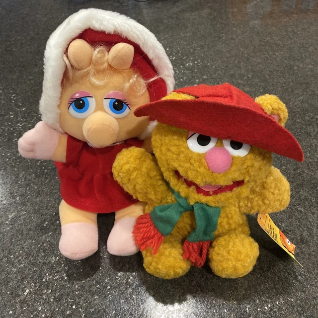 Muppet Babies McDonald's Plush 1987 Christmas Fozzie Bear and Miss Piggy w/tags