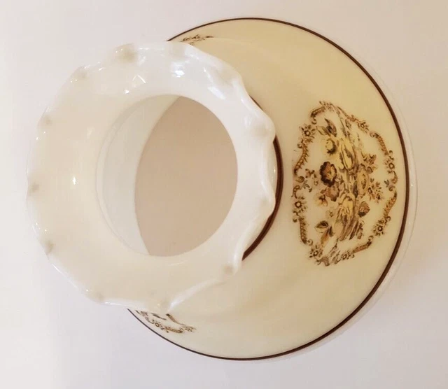 Vintage GWTW 6" Fitter Yellow Rose Wreath Oil Or Electric Glass Lamp Shade 11