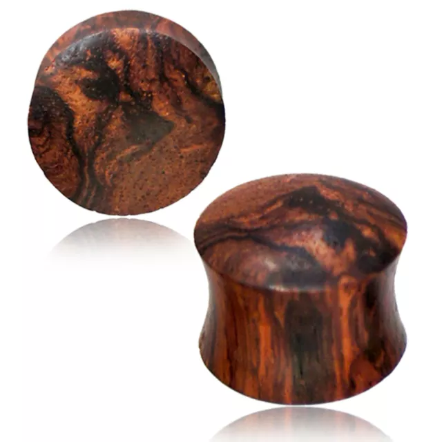 Organic Honey Wood Double Flared Saddle Body Jewelry Ear Plugs Gauges, Pair