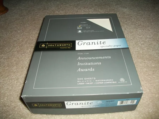 Southworth Granite 8.5"x11" Specialty/Resume Paper IVORY COLOR - 25 SHEETS/ORDER