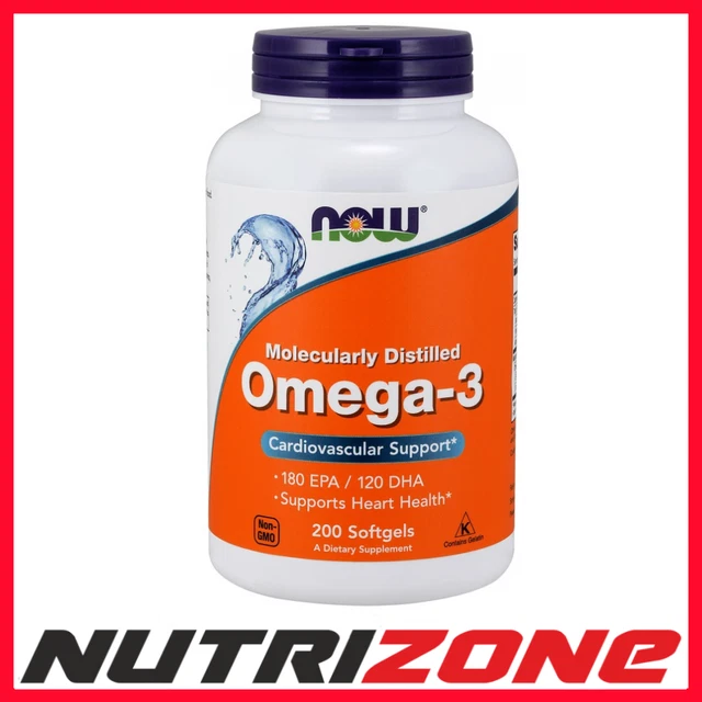 NOW FOODS OMEGA3 Fatty Acids Molecularly Distilled Heart Health 200