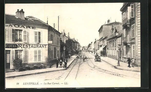 CPA Lunéville, Restaurant, La Rue Carnot