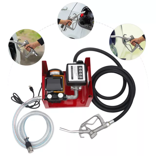 60 l/min Electric Oil Fuel Diesel Transfer Pump w/Meter Hose & Manual Nozzle US